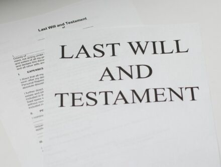 Last will and testament document on white paper, central to the probate process